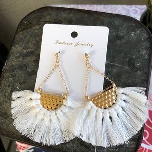 White tassel earrings